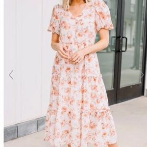 Shop The Mint- NWT Dusty Orange Floral Midi Dress